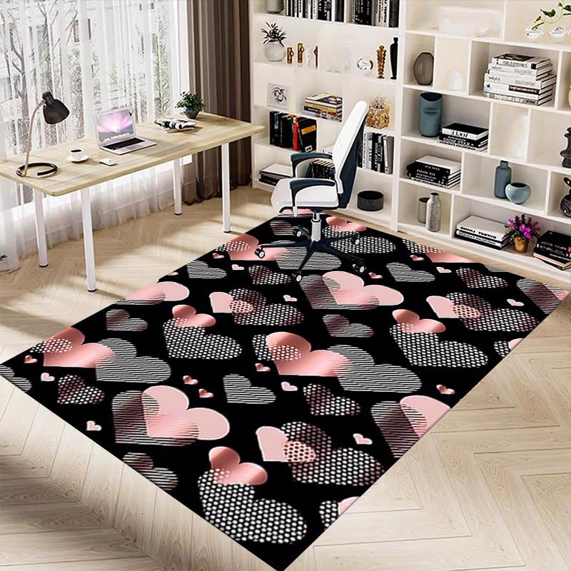 1PC Heart Pattern Non-Slip Floor Carpet Compatible for Office&Living Room&Bedroom&Dining room - Flat- Soft & Pattern, Vibrant Colors-W275