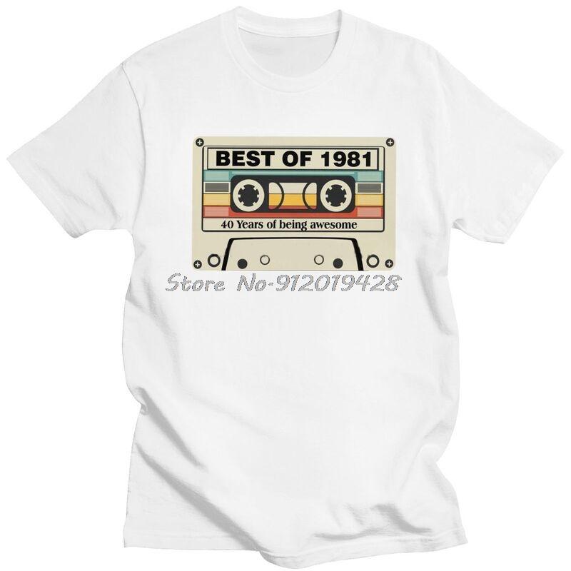 Retro Awesome 1981 Cassette T Shirt Unisex Cotton Tshirt Vintage Stylish Tee Tops Short Sleeved 40th Birthday Gift TShirt Clothing