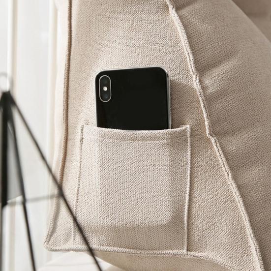 Прикроватная треугольная подушка-подголовник, подушка для поддержки спины, подушка-валик для тахты со съемным чехлом, с боковым карманом