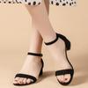 Модные брендовые женские сандалии 2024 года, новые модные сандалии с круглым носком и квадратным каблуком, черные простые женские туфли большого размера, Sandalias Mujer