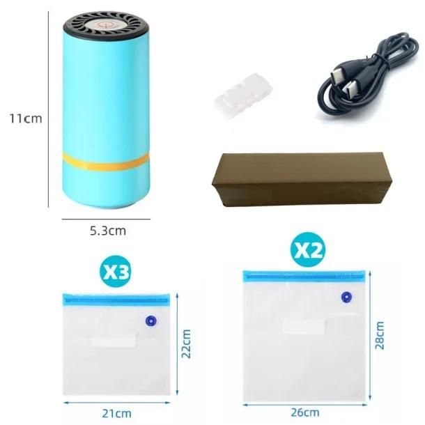 Portable USB Electric Air Pump for Vacuum Bags Mini Vacuum Sealer Rechargeable Food Vacuum Packaging Sealing Machine for Home