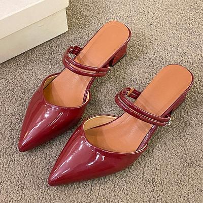 Модные женские туфли-мюли с острым носком на массивном каблуке, элегантные туфли на среднем каблуке, модные сандалии 2025 лето, туфли-лодочки, шлепанцы, сандалии женские