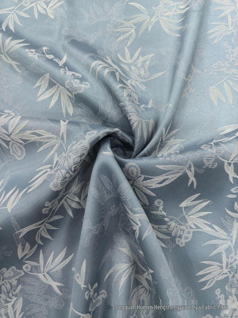 Двухцветная жаккардовая ткань с бамбуковыми листьями для ципао, свадебного платья, рубашки и длинной юбки
