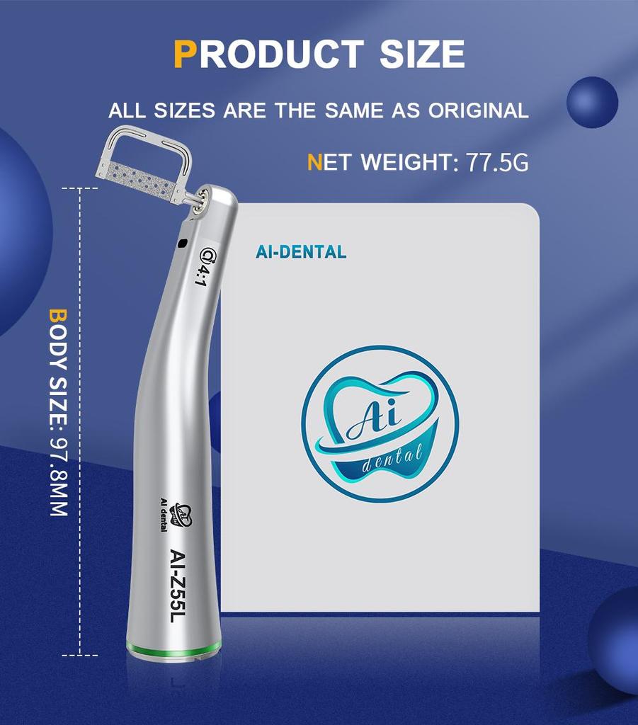 Стоматологический угловой наконечник AI-EVA-Z55L 4:1 полотно сабельной пилы, внутренний распылитель воды с оптоволоконным ортодонтическим наконечником