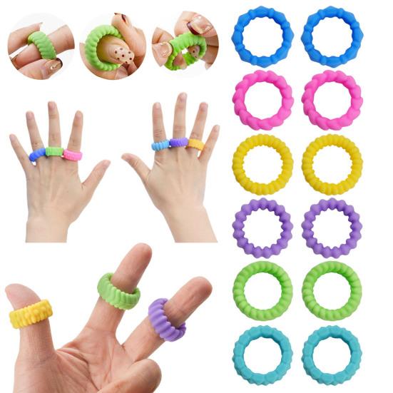 6/18 шт. Силиконовое сенсорное кольцо, игрушка для снятия стресса, текстурированный круг, игрушка-нервозность, портативная