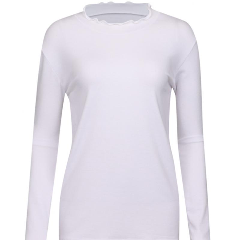 Shop Women S Neck Frill Rayon Span T ShirT Black Dai wSh 1004