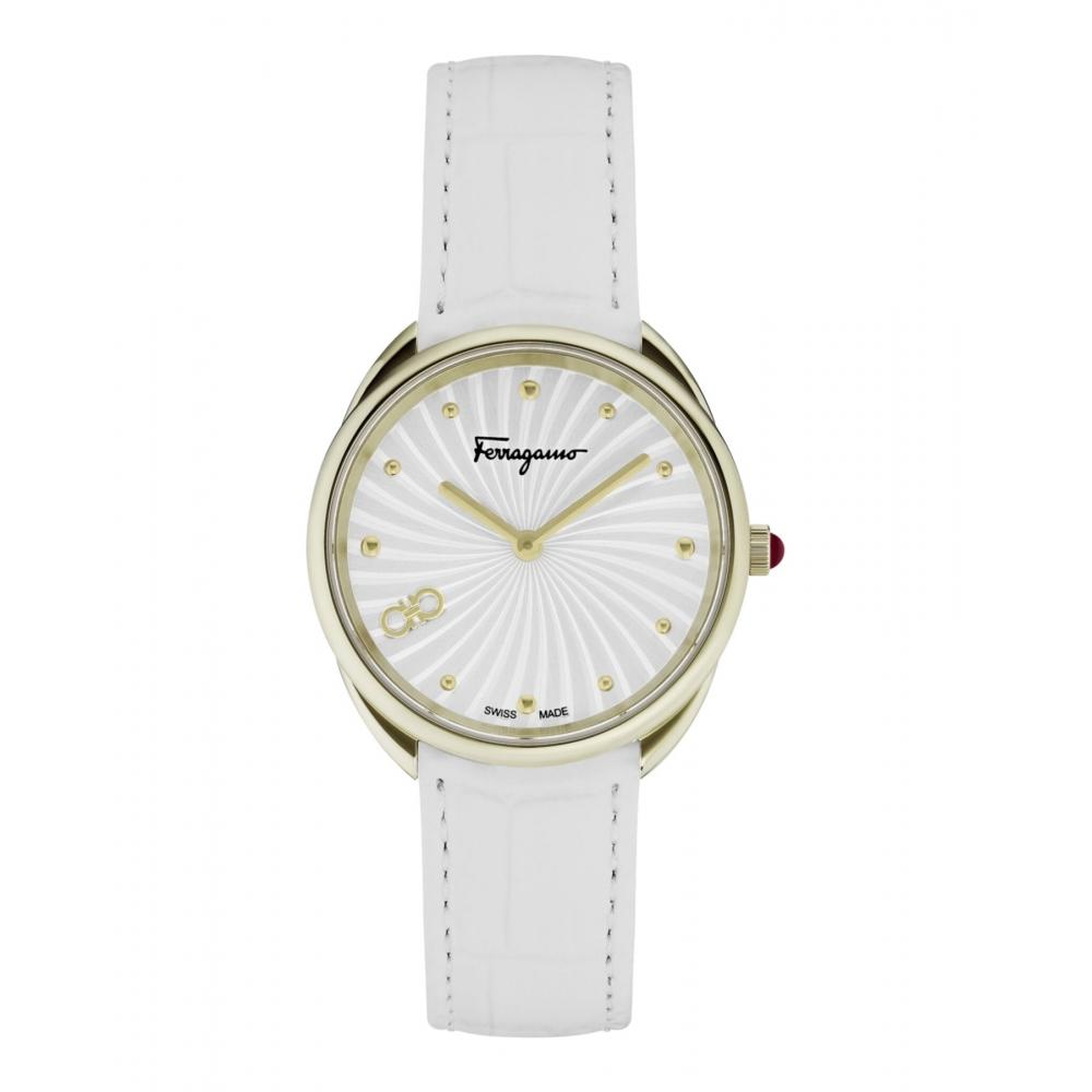 Salvatore Ferragamo Cuir Watch White Gold Silver