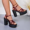 High Heels Women's Sandals 2025 Summer New Waterproof Platform Platform Platform Fashion Women's Shoes Thick Heel Temperament Large Size Sandals