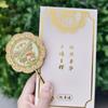 Textured Chinese-style Handheld Mirror Flower Cartoon Makeup Mirror Metal Cosmetic Mirror  Gift