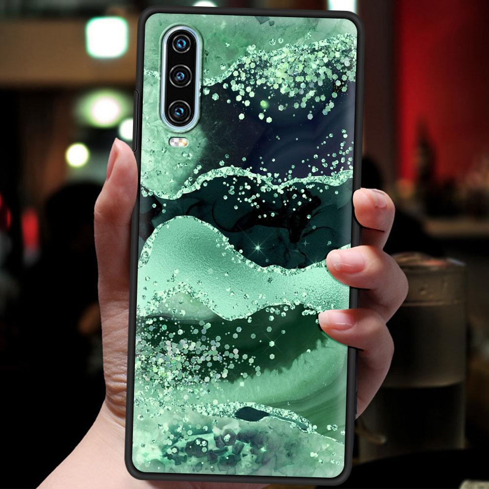 Чехол для телефона Rainbow Glitter Agate Marble для Huawei P30 Lite P50 Pro P20 P40 Lite EP Smart Z 2021 Y6 Y7 Y9 2019 Y6p Y9s