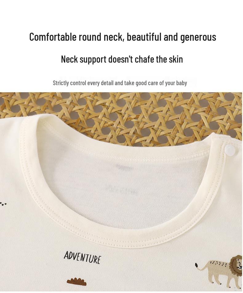 Детский и Малышовый Хлопковый Антибактериальный Комплект Нижнего Белья с Завышенной Талией для Мальчиков и Девочек 0-5 лет - Осенняя Одежда и Брюки