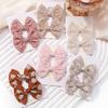 2Pcs/set Bows for Girls Hair Pins Embroidery Printing Hair Clips Solid Color Bowknot Handmade Barrettes Kids Hair Accessories
