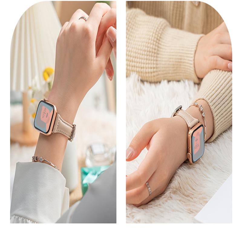 Тонкий кожаный ремешок для Apple Watch Ultra 49 мм Series 8 7 SE 6 5 4 3 2 1 Correa 38 мм/40 мм/41 мм Браслет на запястье iWatch 42 мм/44 мм/45 мм/49 мм Ремешок