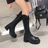 V-mouth Thick-soled Versatile Boots for Women 2025 Autumn and Winter Looking Thin Thick Heels But Knee Knight Boots High Boots Tide