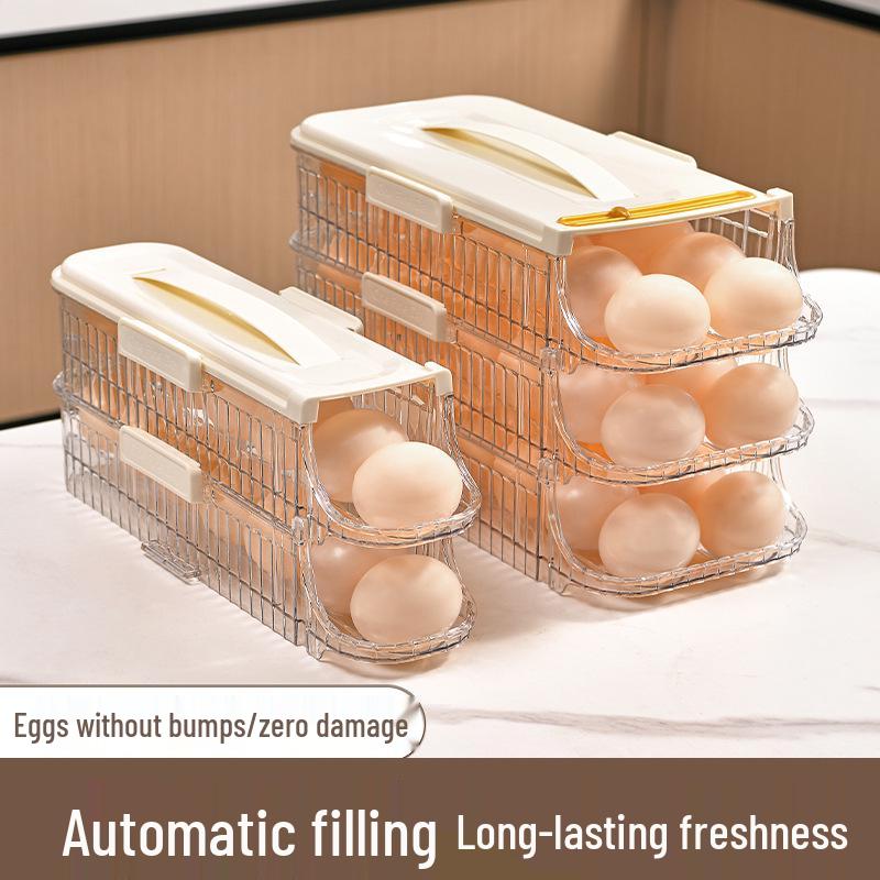 Хранение яиц в холодильнике: Автоматическая ролликовая стойка из пищевого материала для сохранения свежести