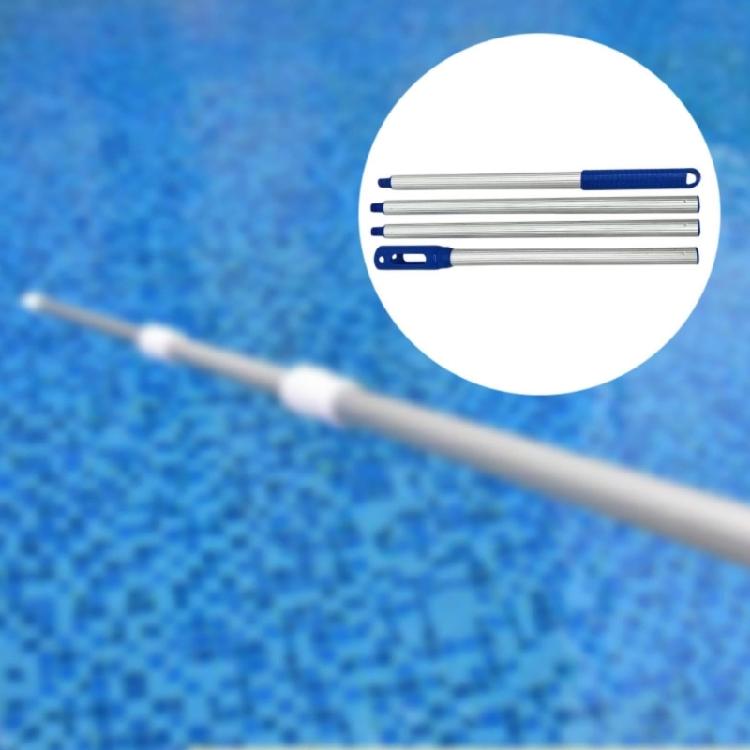 High Strength Adjustable Length Telescopic Pool Cleaning Rod 3/4 Section Aluminum Construction with Quick Assembly Feature
