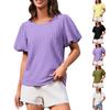 Женская летняя однотонная повседневная футболка с круглым вырезом и короткими рукавами, с мятым узором