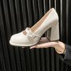 Fashion Chunky Platform High Heels Pumps Women 2024 Autumn Ankle Slip On Mary Jane Shoes Woman Bow Thick Heels White Lolita Shoes