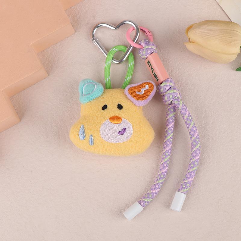 Кавайный брелок для ключей с куклой животного, милый мультяшный брелок с плюшевыми куклами, красочное плетеное веревочное кольцо для ключей, подвеска для сумки, подарки для пары