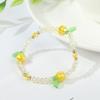 Girl Sweet Gift Bangles Elastic Rope Bracelets Glass Crystal Stone Fruit Crystal Beaded Bracelet