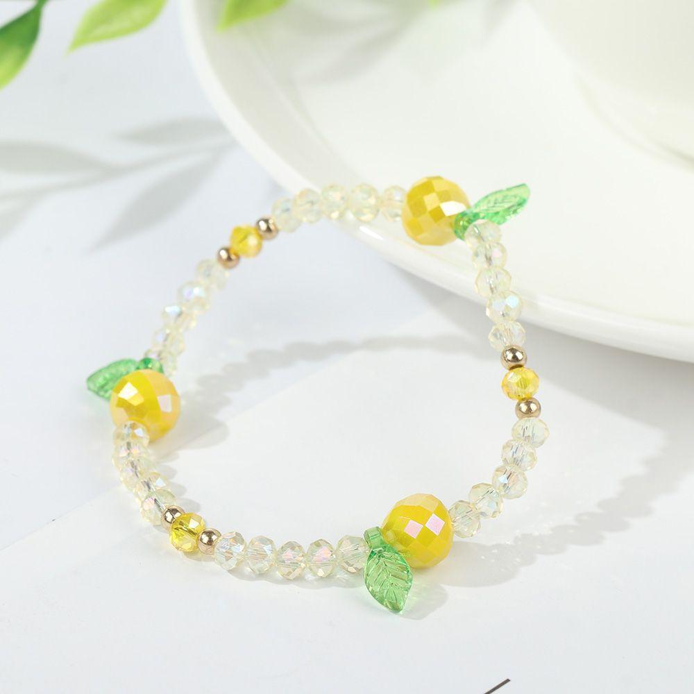Girl Sweet Gift Bangles Elastic Rope Bracelets Glass Crystal Stone Fruit Crystal Beaded Bracelet