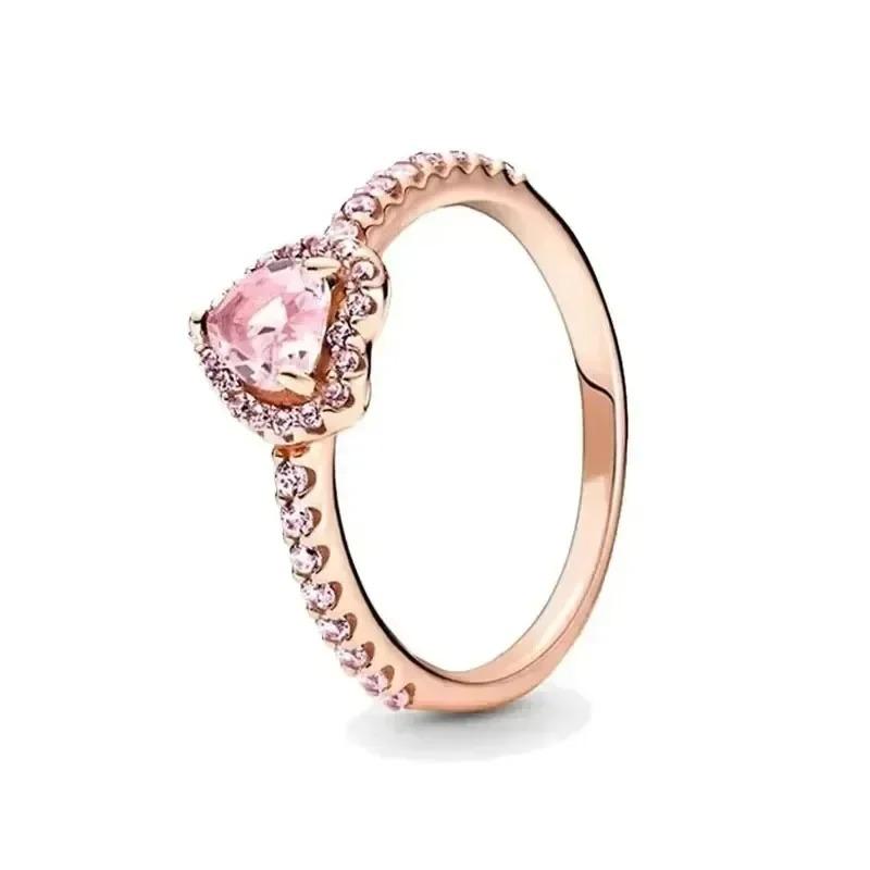 925 Sterling Silver Rose Gold Ring Hot Selling, Sparkling, Fashionable and Charming Crystal Ring, Women's Birthday Jewelry