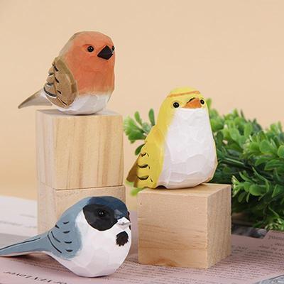 Милая резьба по дереву птица ручной работы мини маленькая птичка украшение резьба скандинавский стиль деревянная фигурка птицы детские игрушки