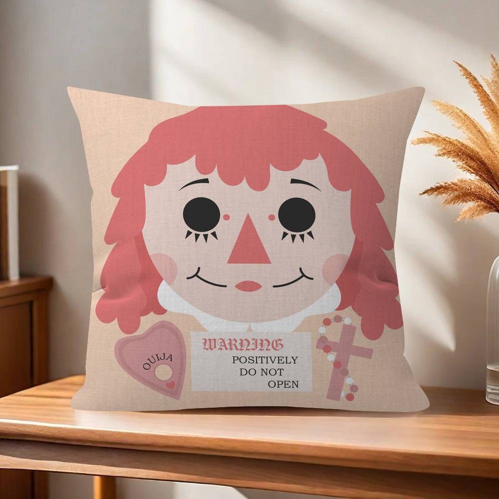 Popular AAnnabelle Horror Movie Pillow Covers Cartoon Sofa Decorative Home Doublesided Printing Short Plush Cute Cushion Cover