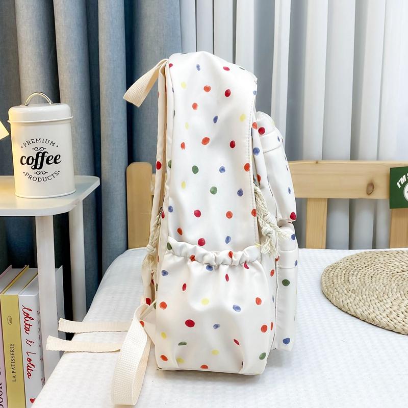 Женский рюкзак с принтом в горошек, кампус, маленький цветочный студенческий школьный рюкзак, легкий дорожный рюкзак