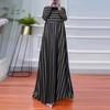 Comfortable Striped Loose-Fit Long Sleeve Swing Dress for Middle East, Plus Sizes Available