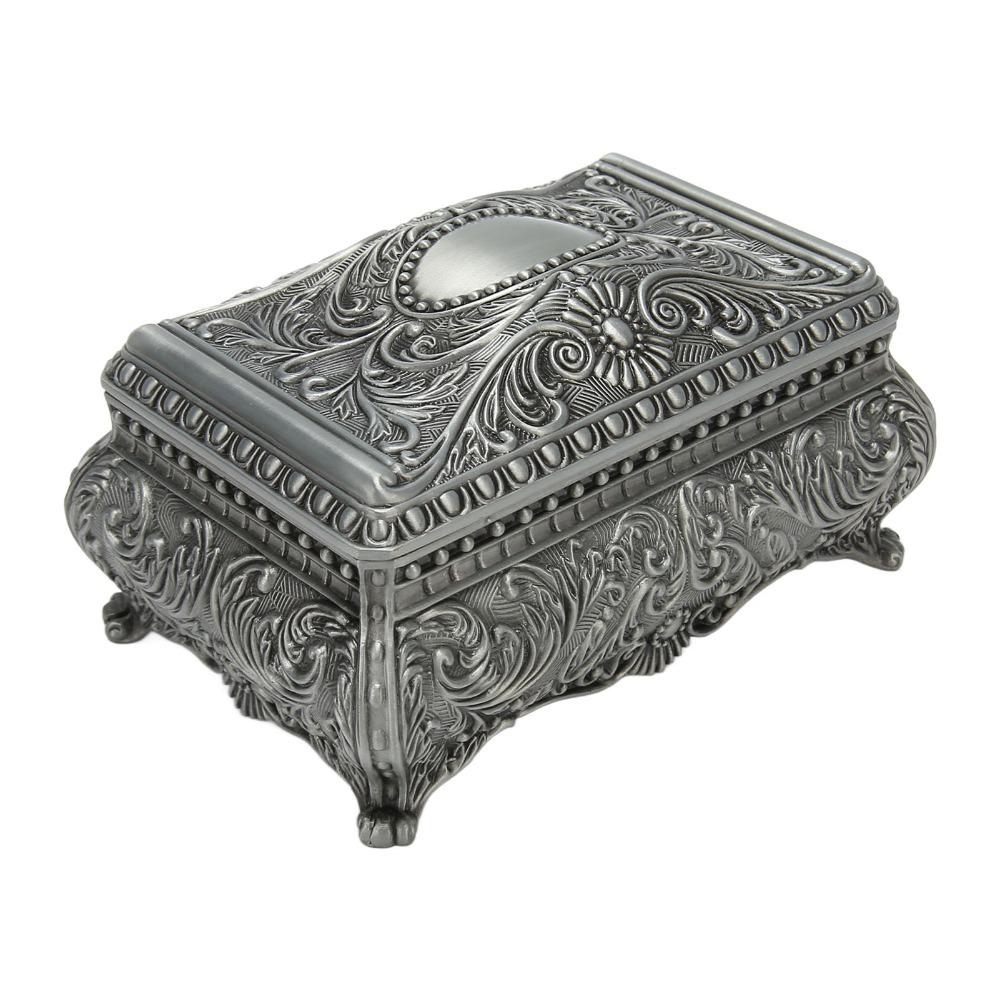Antique Vintage Jewelry Box Silver Musical Jewelry Box Jewelry Boxes Metal Trinket Box For Women