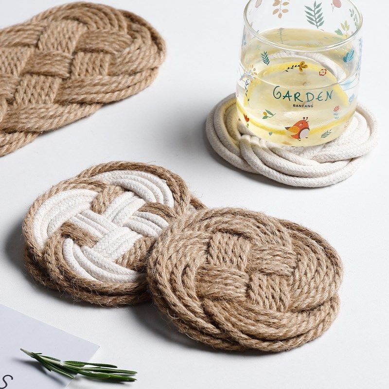 Чайный коврик Тканый льняной Ins Пасторальный Домашний Подставка для столовых приборов Ресторанный дизайн Чайная утварь Теплоизоляция Базовый Хамдмейд Украшения Кофе Мягкий