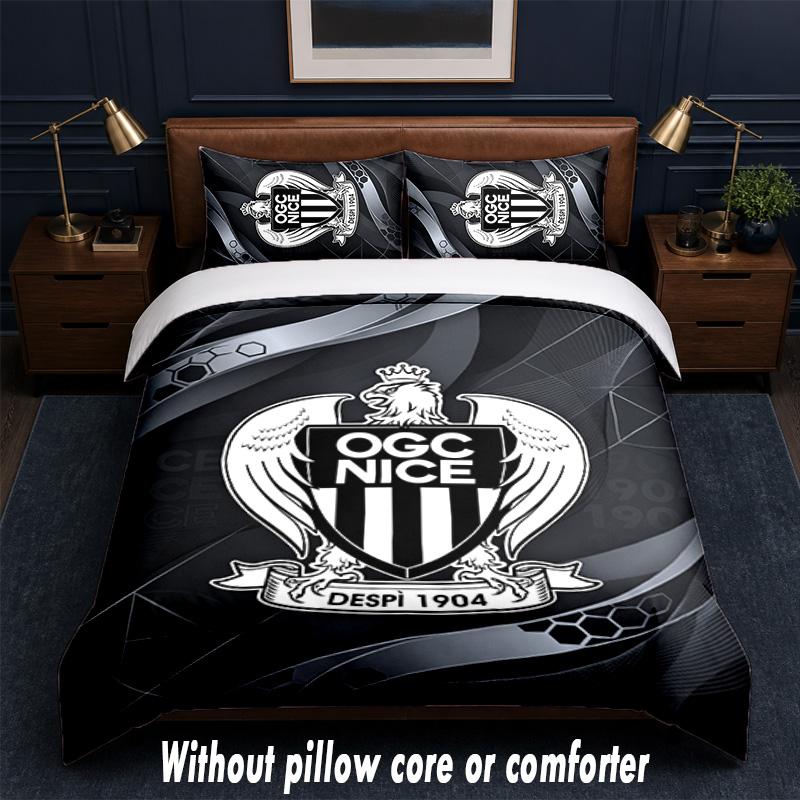 OGC Nice FC Design Bed Bedding Set 1 Duvet Cover + 2 Pillowcases Soft Breathable Household Bed Linens