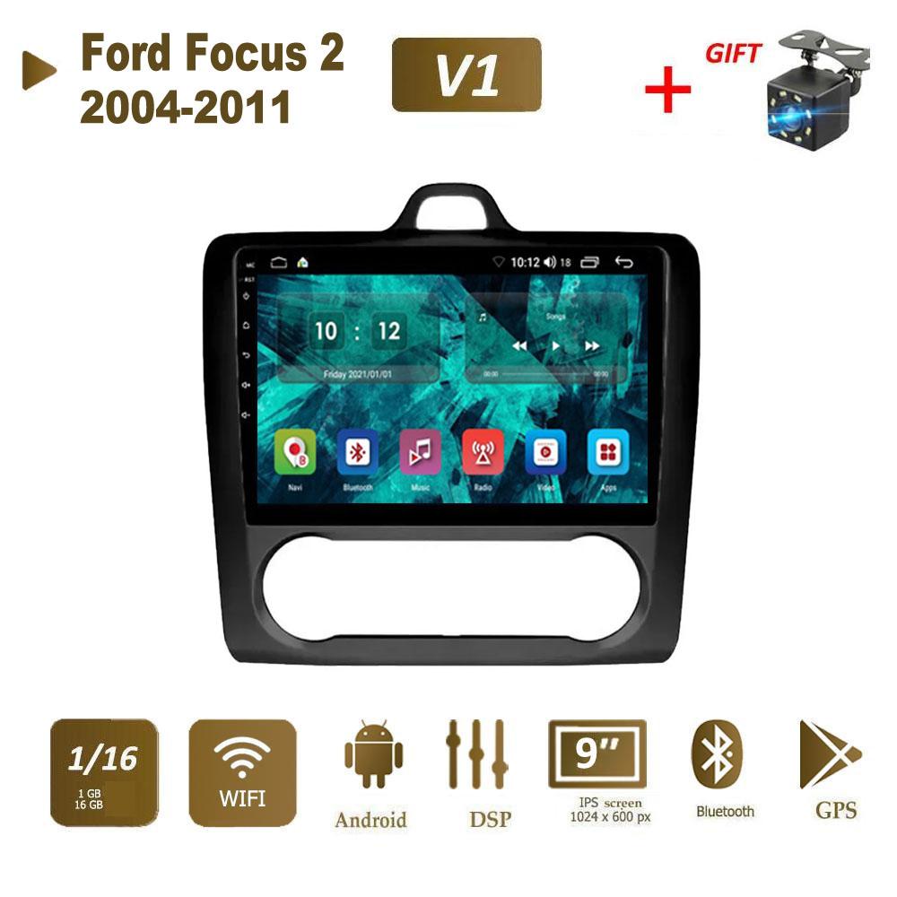 9-дюймовый автомобильный радиоприемник на базе Android для Ford Focus 2 3 Exi MT AT Mk2 Mk3 2004-2011 2Din GPS Carplay видеонавигационный экран черный 2 + 32 ГБ