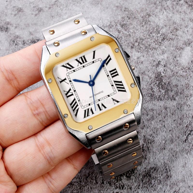 ONE20мм 23мм Сплошной браслет для часов из нержавеющей стали для Cartier WSSA0009 Santos 100 Высококачественный ремешок Santos100 Мужская золотая цепочка для часовMN