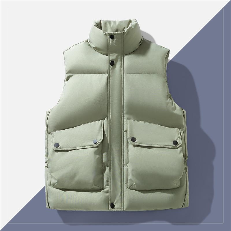 Winter Men's Cotton Vest Outer Wear Casual Stand-up Collar Thickened Thermal Vest Autumn and Winter Sleeveless Vest Jacket