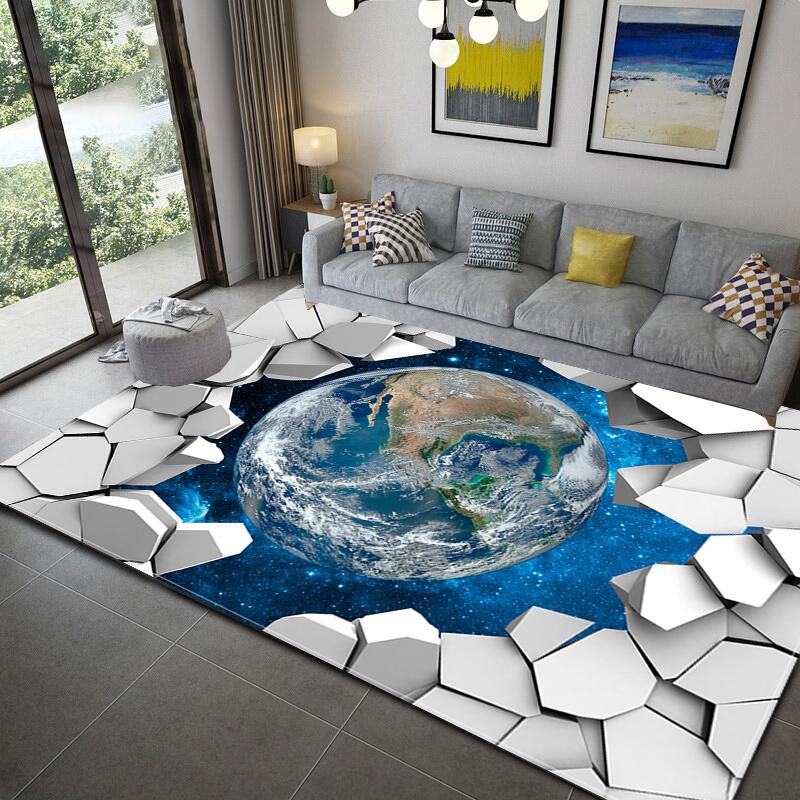 Living Room Non-Slip Rug Home Decor Living Room Earth Large Rug Galaxy Space Cushion Soft Area Rug