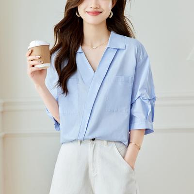 Дизайнерское чувство пятиточечной футболки с коротким рукавом для женщин Летом Новая тонкая высококлассная футболка для женщин