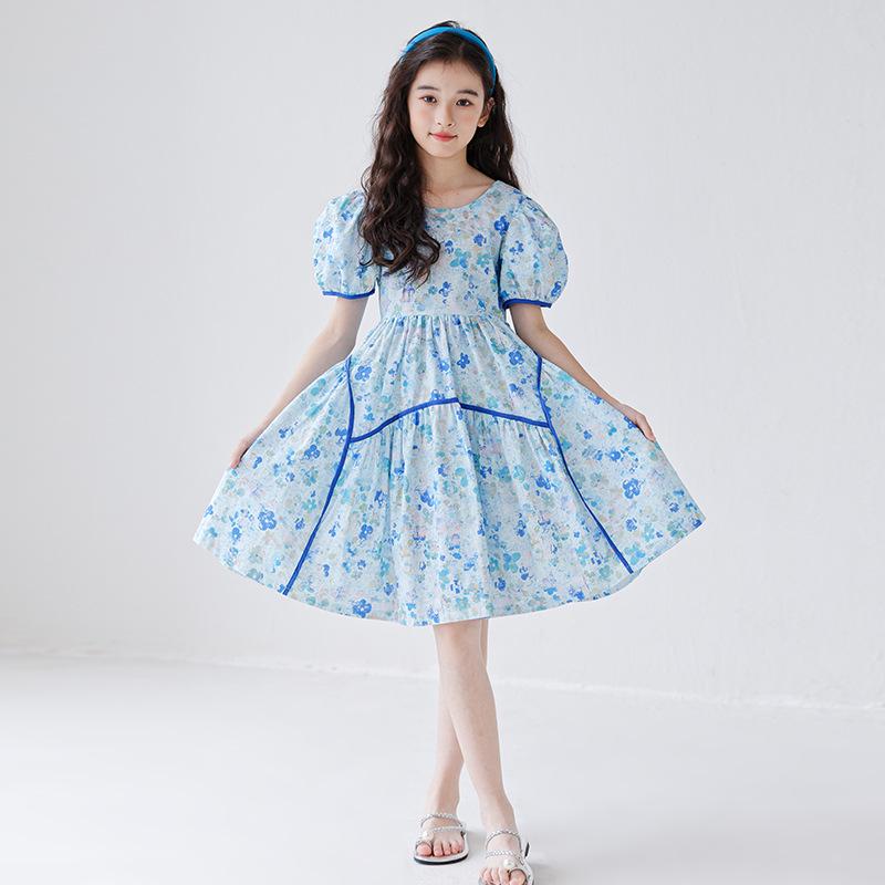 Летнее платье принцессы с цветочным принтом и сборками-смоками для мамы и дочки - Пляжный наряд в корейском стиле для девочек