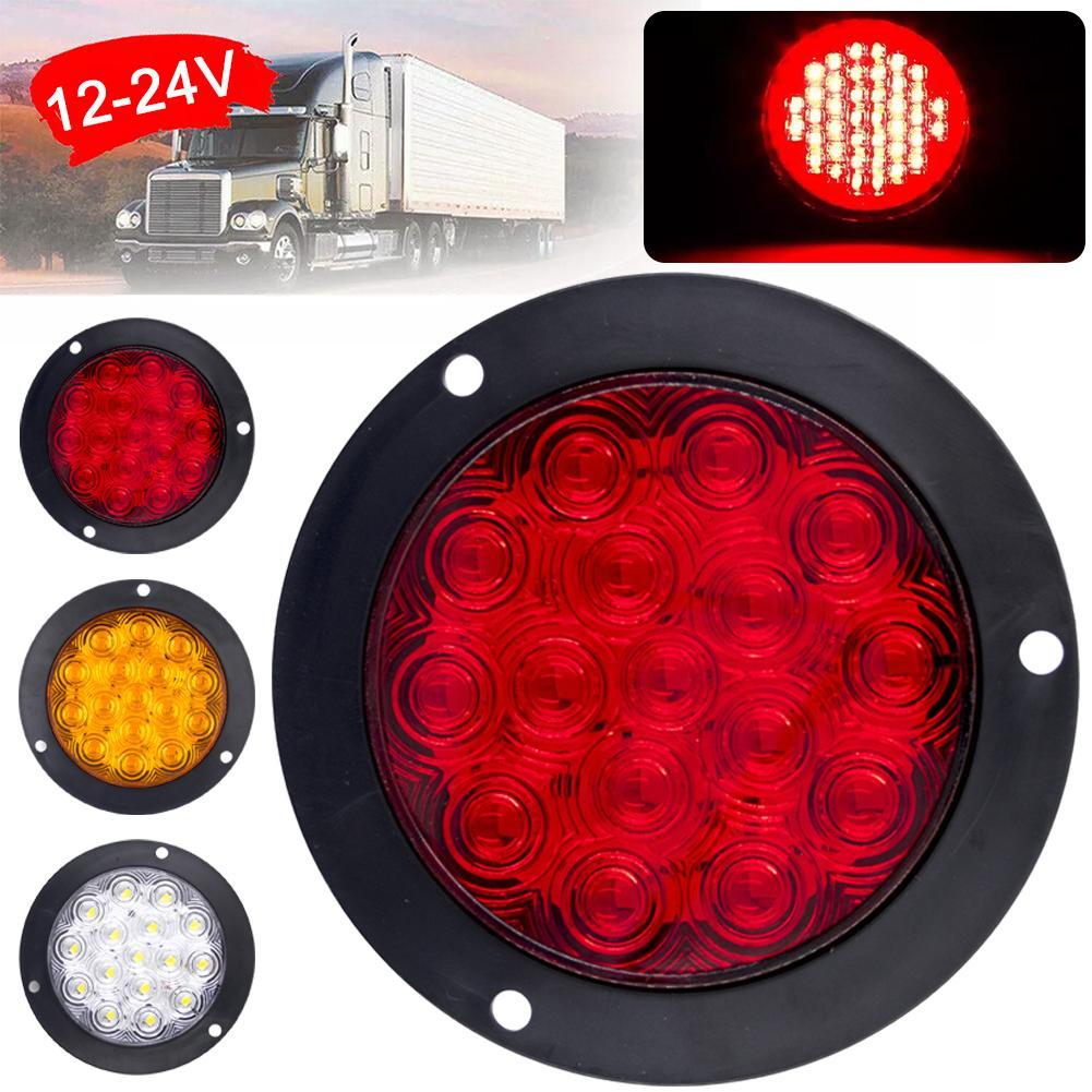 16 24 LED Tail Light 4" Round Red Stop Brake Turn Trailer Light For RV Truck Universal Car Signal Brake Rear Warning Tailli F8K1