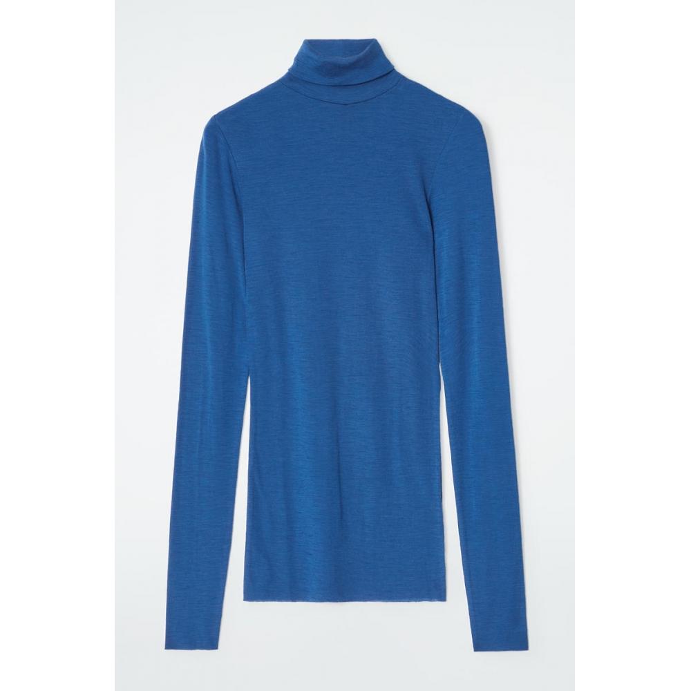 COS Японский облегающий прозрачный топ из мериносовой шерсти с высоким воротом