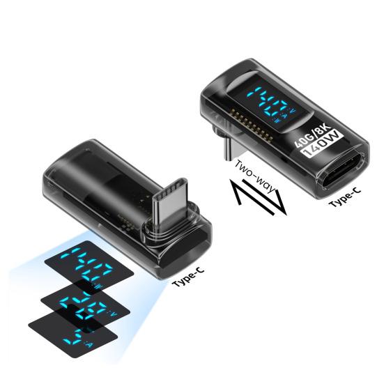 Адаптер USB C 40 Гбит/с PD 140 Вт, угловой адаптер, высокоскоростная передача данных, интеллектуальный цифровой дисплей 8K
