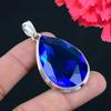 Подвеска из драгоценного камня с синим топазом, твердая подвеска из стерлингового серебра 925 пробы, ювелирный подарок для унисекс