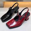 Summer High Heels Woman Sandals Square Toe Shoes Dress Elegant Women Pumps 2025 New Trend Brand Party Female Zapatillas