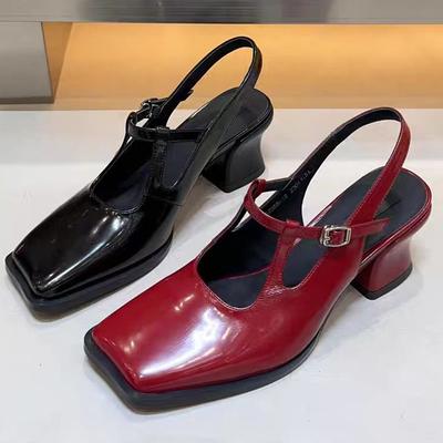 Летние женские босоножки на высоком каблуке, туфли с квадратным носком, элегантные женские туфли-лодочки, новый тренд 2025, брендовые, для вечеринки, женские, zapatillas