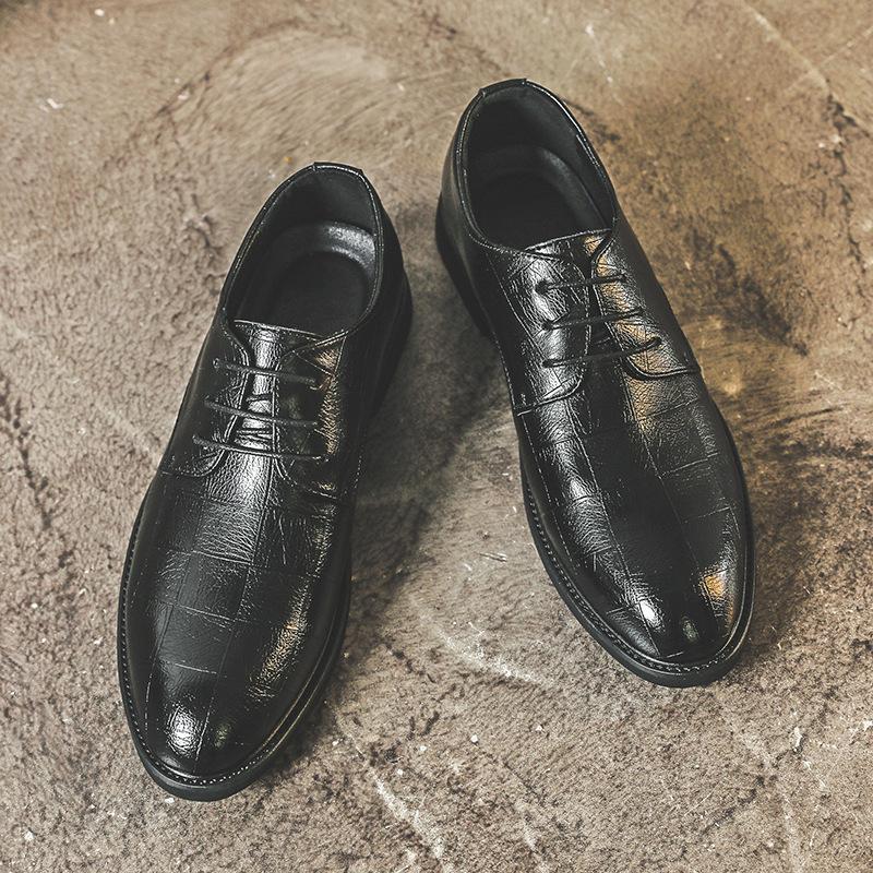 Весенне-осенний клетчатый узор повседневная корейская версия модные британские мужские деловые туфли из натуральной кожи с костюмом 66773-J