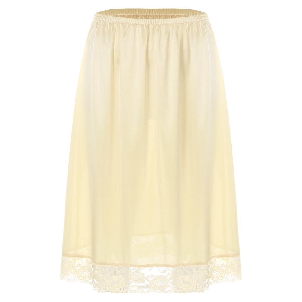 Женская стильная одежда, эластичный пояс, кружевная юбка с подолом, тонкая шелковая атласная однотонная внутренняя юбка