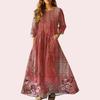 Women's Retro Ethnic Style Ribbon Embroidered Sleeveless Linen V-neck Maxi Dress