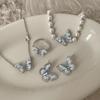 Ожерелье с бабочкой из голубого циркония, браслет, серьги-гвоздики, кольцо, суперфея, личность, универсальный темперамент, модные украшения