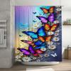 Красочные бабочки и ромашки Водонепроницаемая шторка для душа Термостойкая Машинная стирка Непрозрачная 180x180см